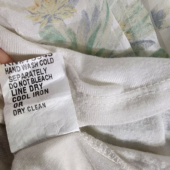 GIUSY Womens Blouse Small 100% Silk Floral Top Cold Shoulder Sheer Sleeve Italy - Picture 14 of 14